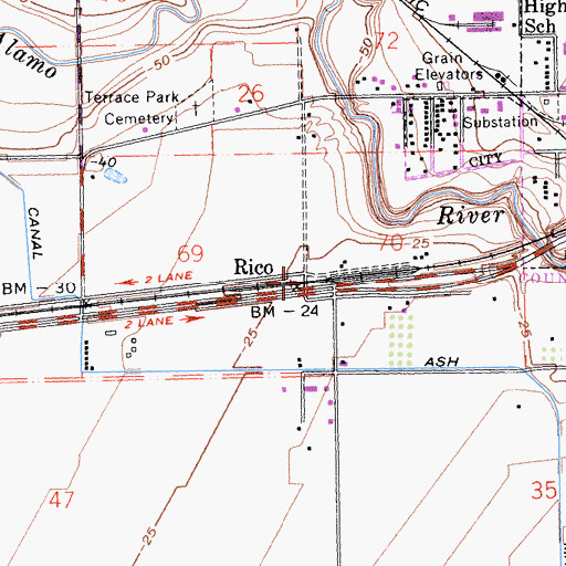 Topographic Map of Rico, CA