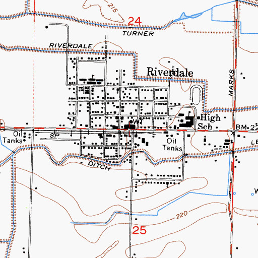 Topographic Map of Riverdale, CA