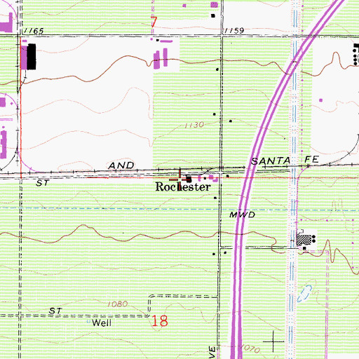 Topographic Map of Rochester, CA