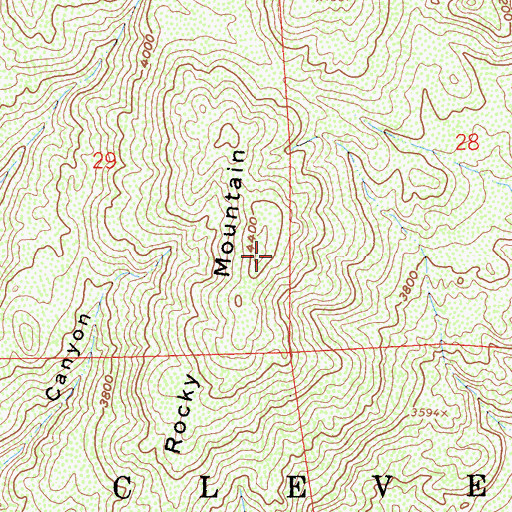 Topographic Map of Rocky Mountain, CA