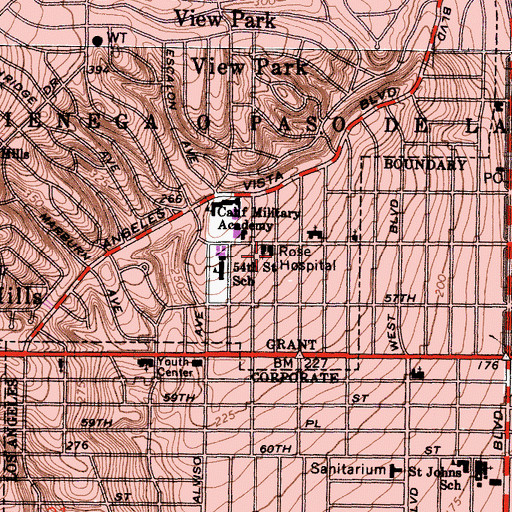 Topographic Map of Rose Hospital, CA