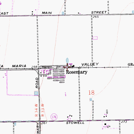 Topographic Map of Rosemary, CA