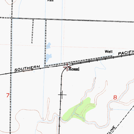 Topographic Map of Rossi, CA