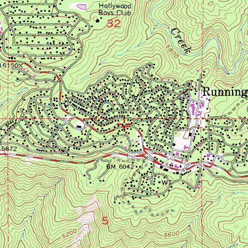 Topographic Map of Running Springs, CA