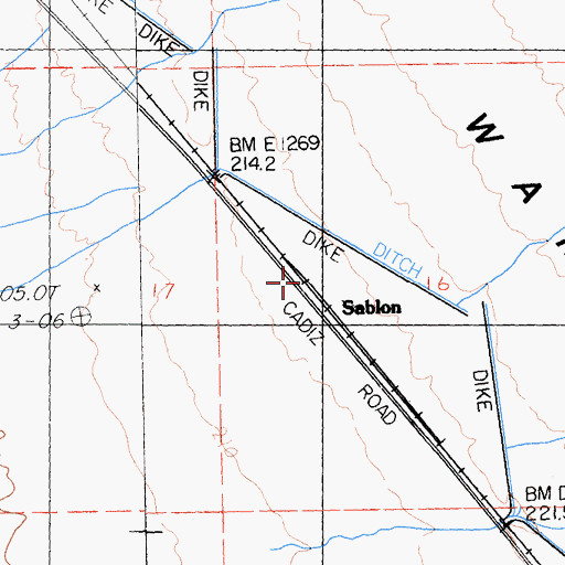Topographic Map of Sablon, CA