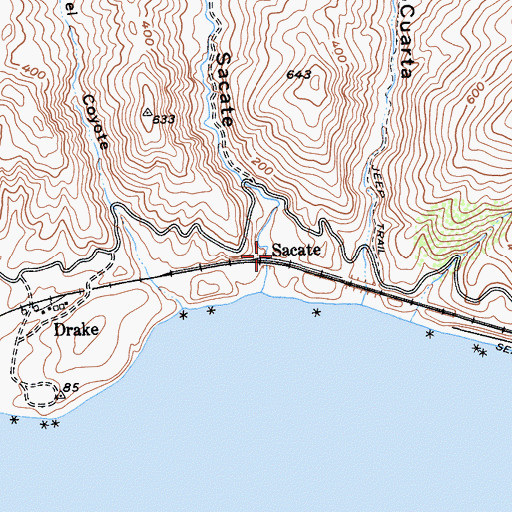 Topographic Map of Sacate, CA