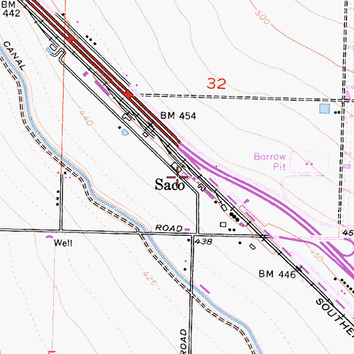 Topographic Map of Saco, CA