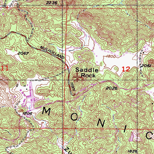 Topographic Map of Saddle Rock, CA