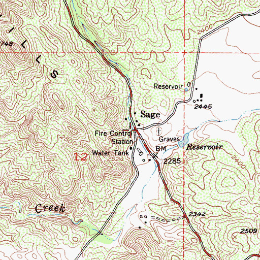 Topographic Map of Sage, CA