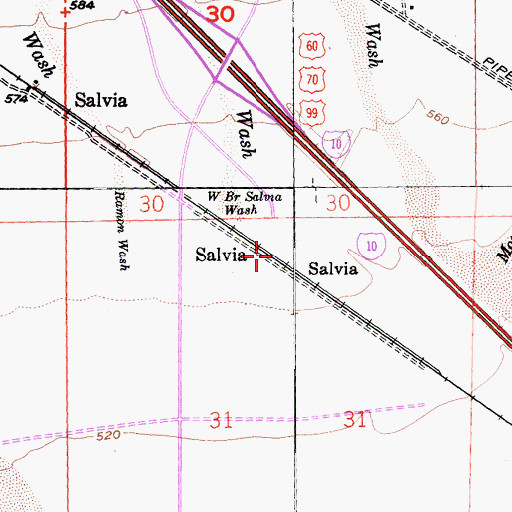 Topographic Map of Salvia, CA