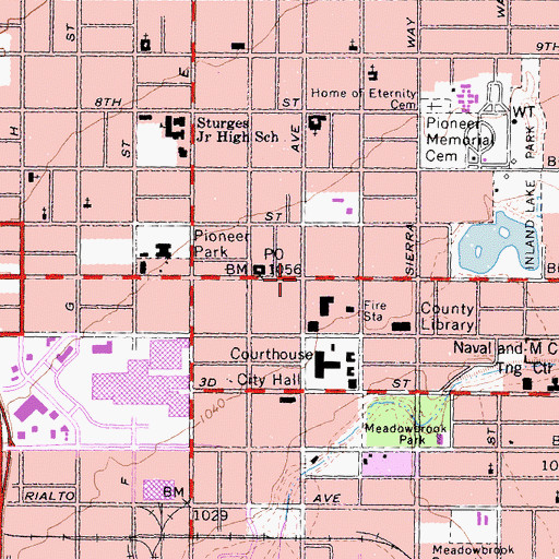 Topographic Map of San Bernardino, CA
