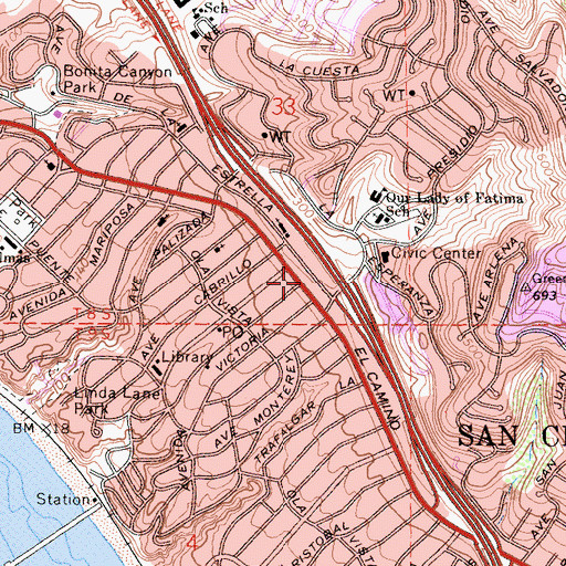 Topographic Map of San Clemente, CA