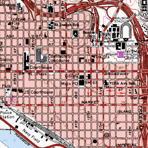 Topographic Map of San Diego, CA