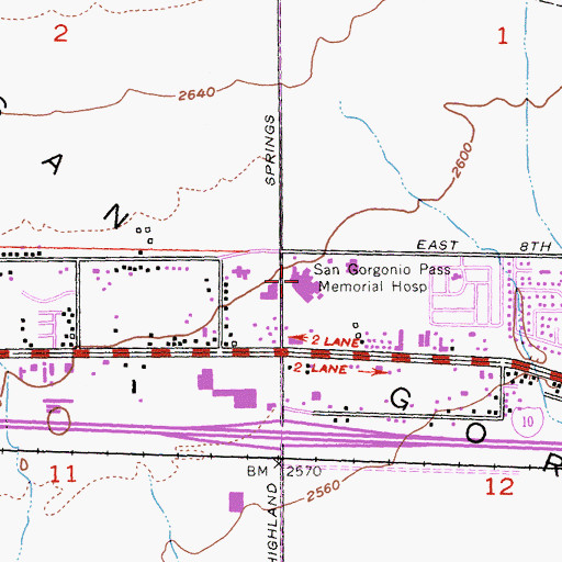 Topographic Map of San Gorgonio Memorial Hospital, CA