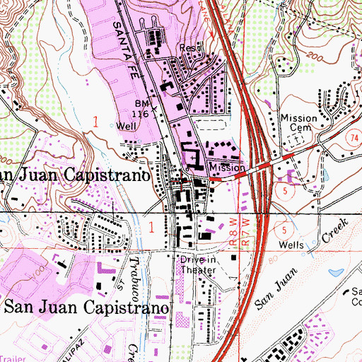 Topographic Map of San Juan Capistrano, CA