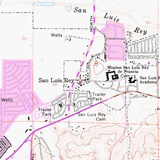 Topographic Map of San Luis Rey, CA