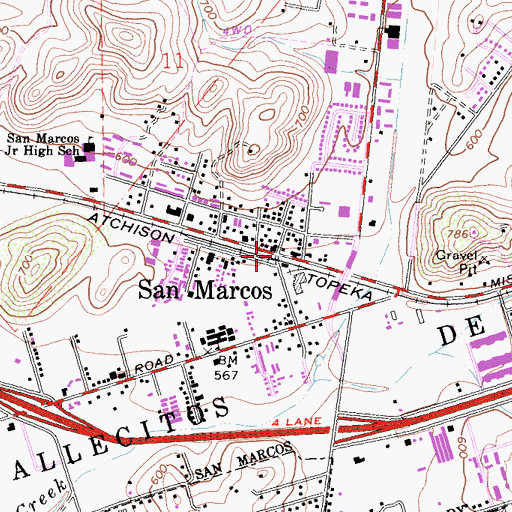 Topographic Map of San Marcos, CA