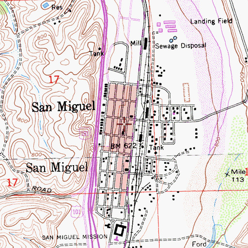 Topographic Map of San Miguel, CA