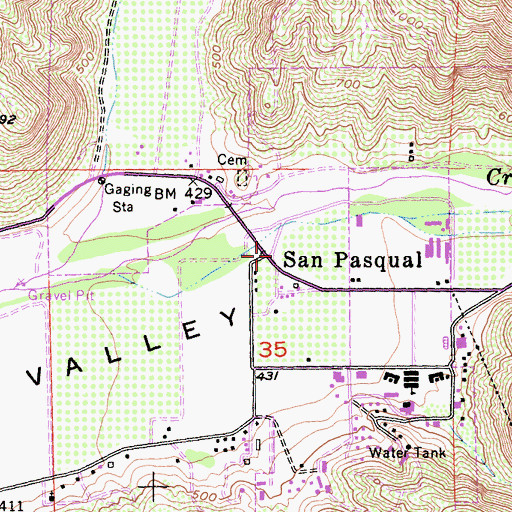 Topographic Map of San Pasqual, CA
