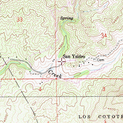 Topographic Map of San Ysidro, CA