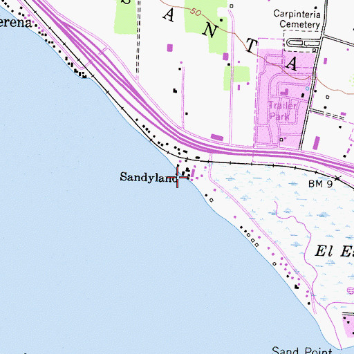 Topographic Map of Sandyland, CA