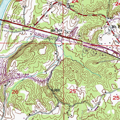 Topographic Map of Crossville Post Office (historical), AL