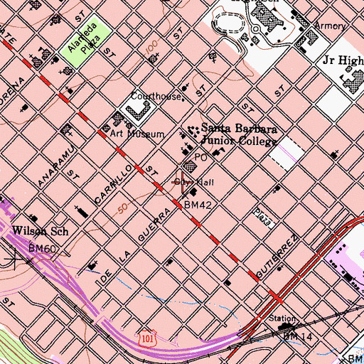 Topographic Map of Santa Barbara, CA