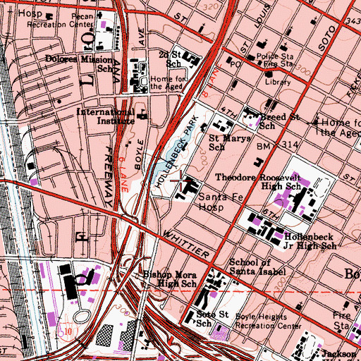 Topographic Map of Linda Vista Hospital (historical), CA