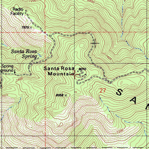 Topographic Map of Santa Rosa Mountain, CA