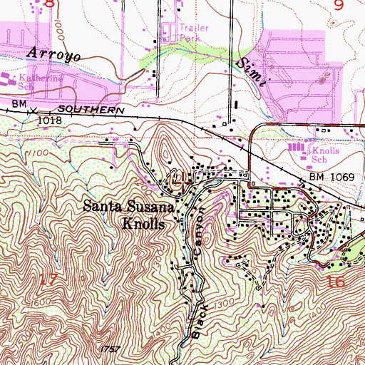 Topographic Map of Santa Susana Knolls, CA