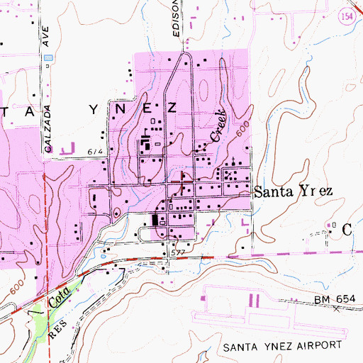 Topographic Map of Santa Ynez, CA
