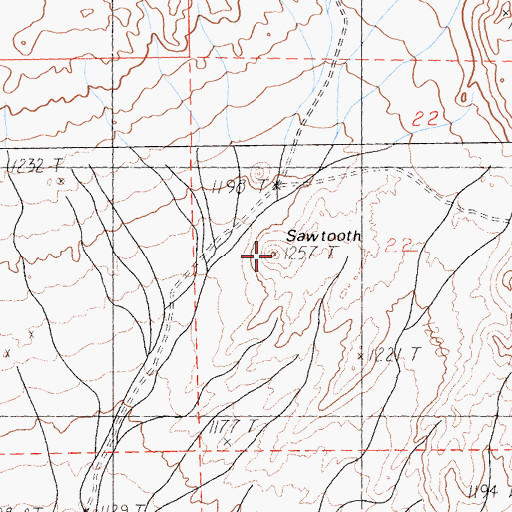 Topographic Map of Sawtooth, CA