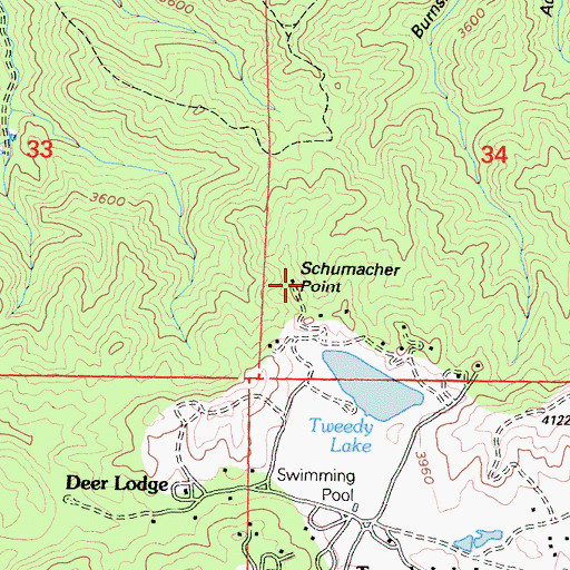 Topographic Map of Schumacher Point, CA