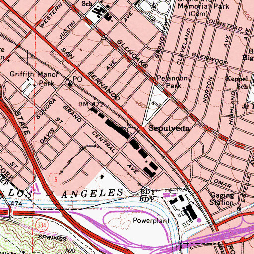 Topographic Map of Sepulveda, CA
