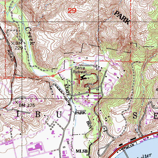 Topographic Map of Serra Retreat, CA