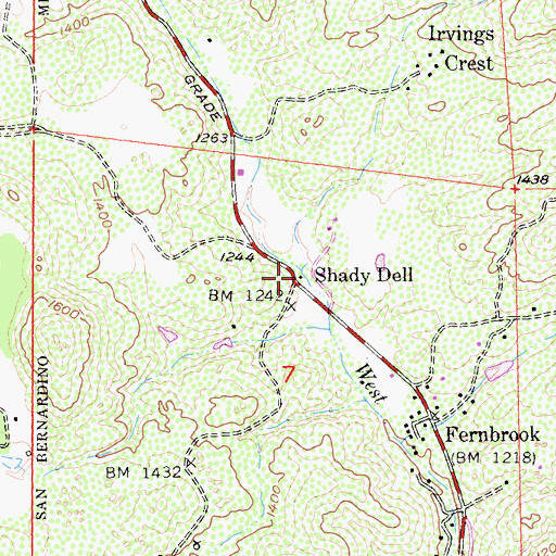 Topographic Map of Shady Dell, CA