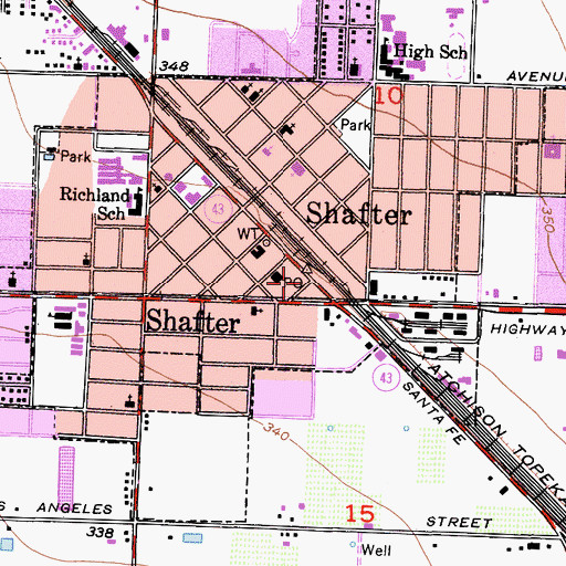 Topographic Map of Shafter, CA