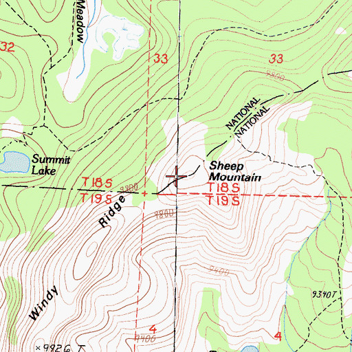 Topographic Map of Sheep Mountain, CA