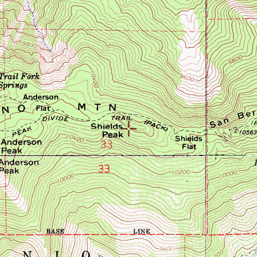 Topographic Map of Shields Peak, CA