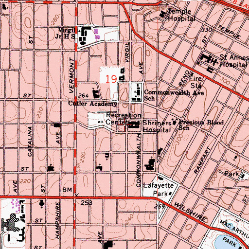 Topographic Map of Shriners Hospital for Children Los Angeles, CA