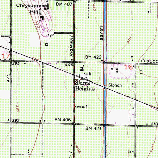 Topographic Map of Sierra Heights, CA