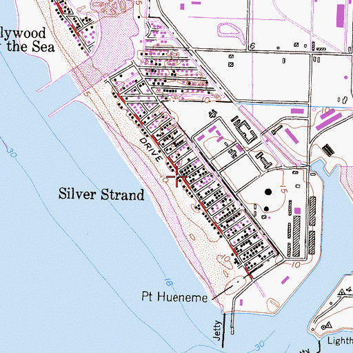 Topographic Map of Silver Strand, CA