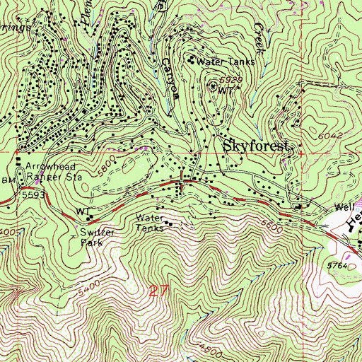 Topographic Map of Skyforest, CA
