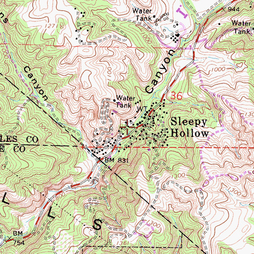 Topographic Map of Sleepy Hollow, CA