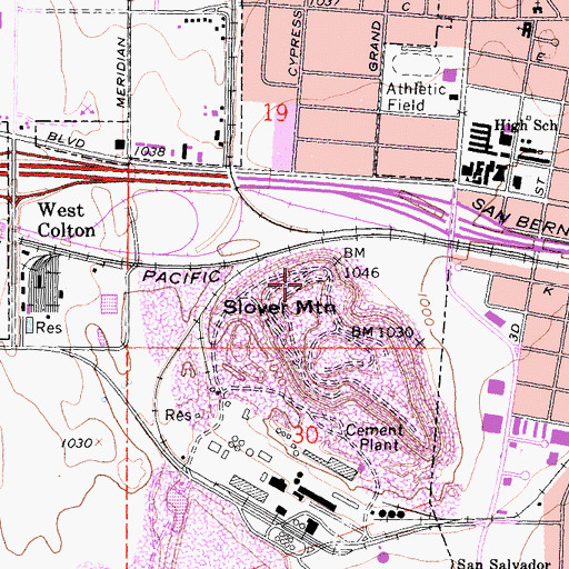 Topographic Map of Slover Mountain, CA
