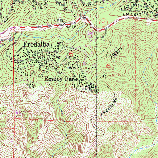 Topographic Map of Smiley Park, CA