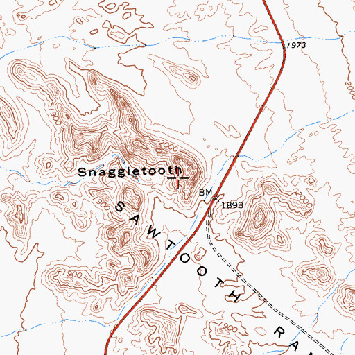 Topographic Map of Snaggletooth, CA