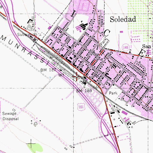 Topographic Map of Soledad, CA