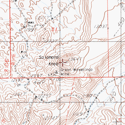 Topographic Map of Solomons Knob, CA