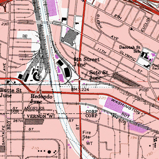 Topographic Map of Soto Street Junction, CA